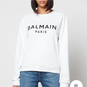White Balmain Logo Sweatshirt M